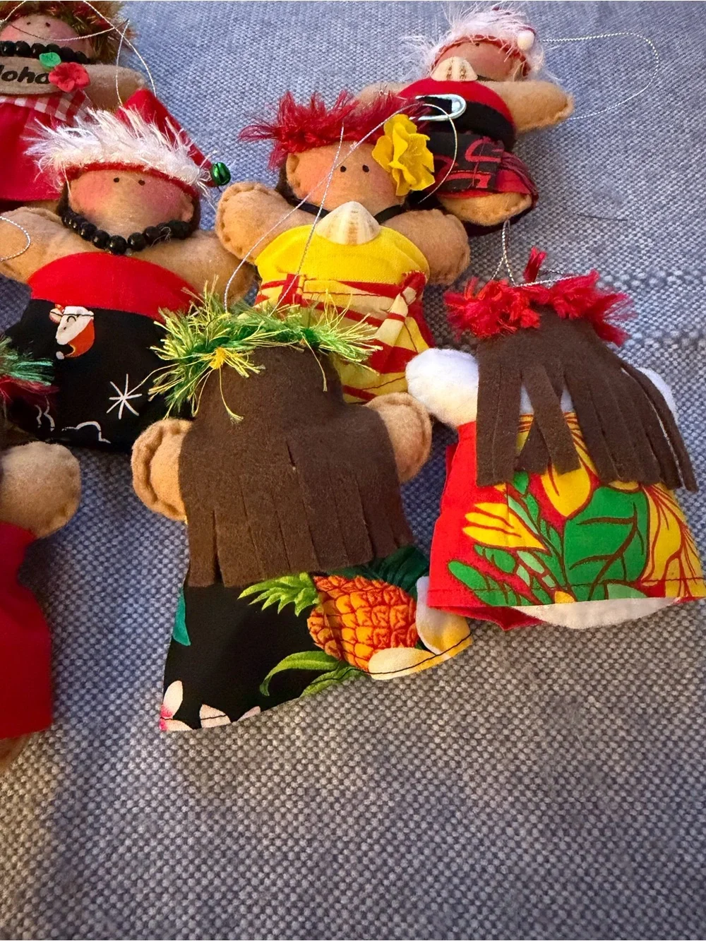 Hawaiian Felt Christmas Ornament Bundle lot of 9